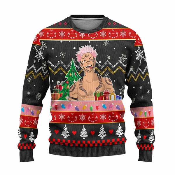 Jujutsu Kaisen Ugly Christmas Fleece Sweatshirt