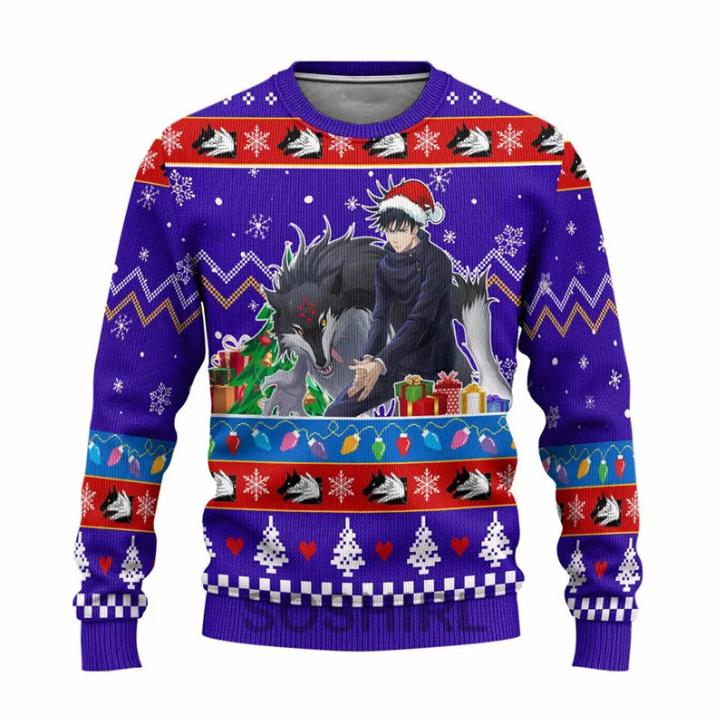 Jujutsu Kaisen Ugly Christmas Fleece Sweatshirt