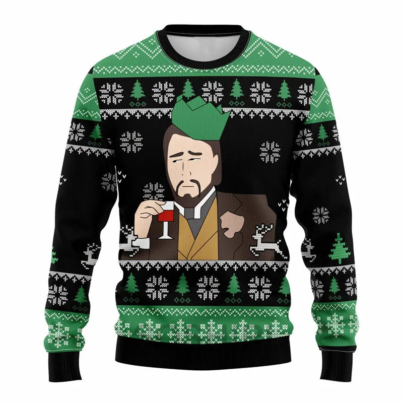Harajuku Funny Leo Meme Anime Ugly Christmas Fleece Sweatshirt