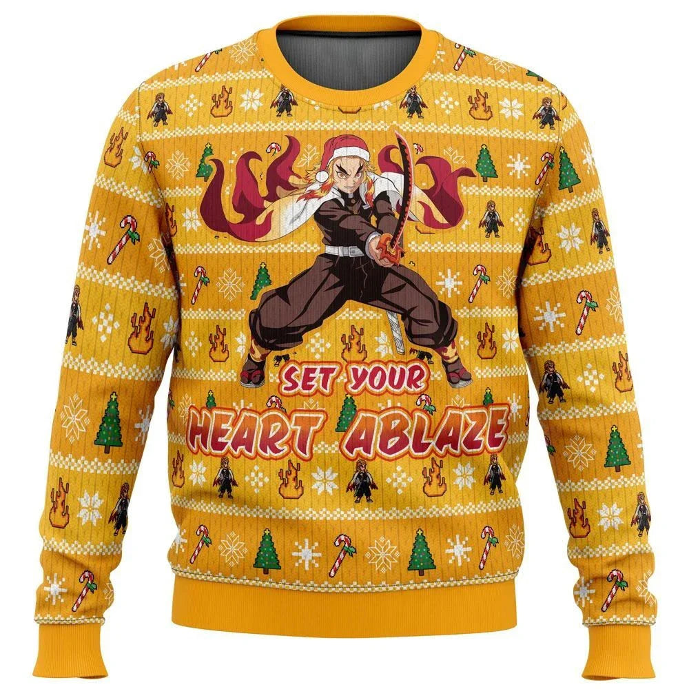 2023 Fire Rengoku Demon Slayer Christmas Sweater