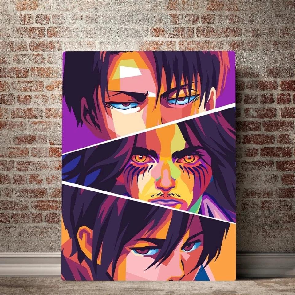 Levi, Eren, Mikasa Canvas Poster - KUUMIKO
