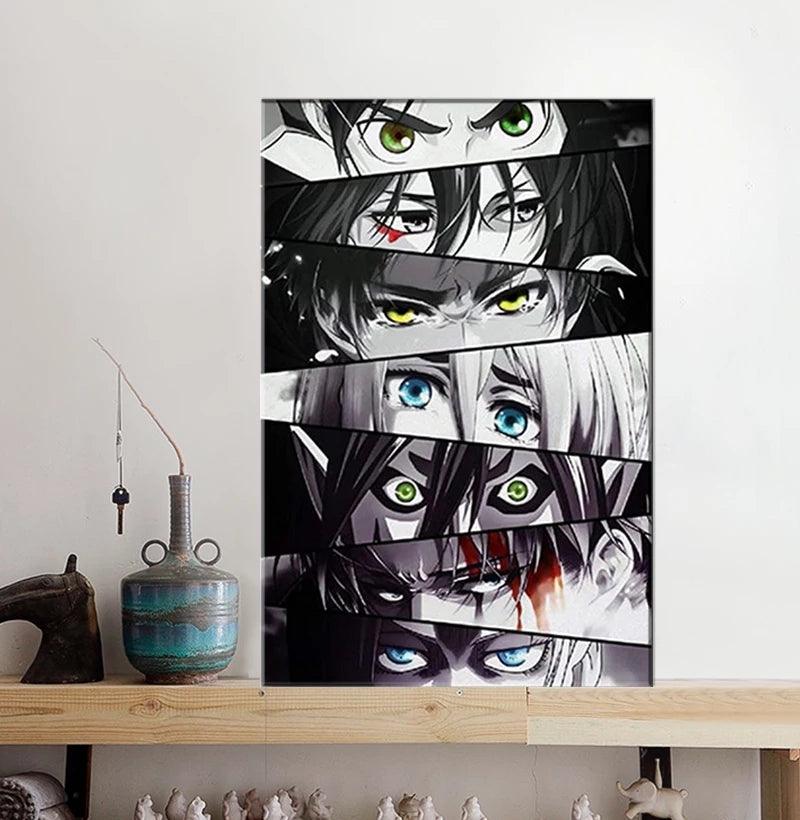 Attack on Titan Characters Eyes Canvas Poster - KUUMIKO